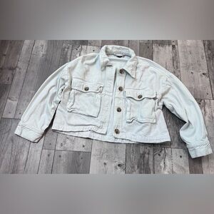 ZARA Light Blue Crop Denim Jean Jacket Large